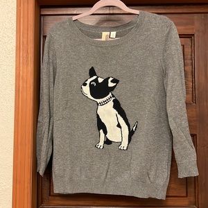 Grey dog sweater embellished Boston terrier bull dog
